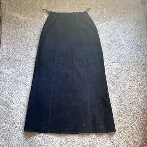 Erez Levy Size M 100% Real Leather‎ Black Women's Stretchy Waist Maxi Skirt